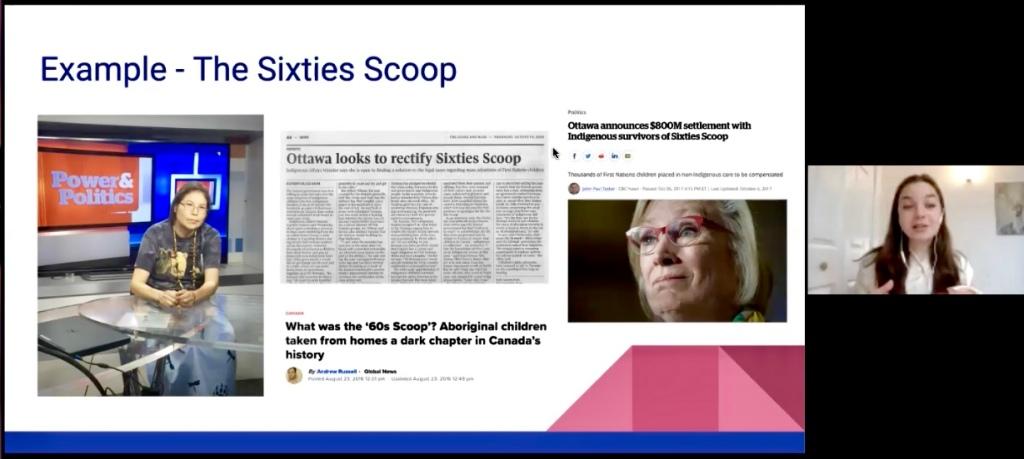 Presenter Anne-Marie uses this slide to explain how a Sixties Scoop media campaign was so effective.